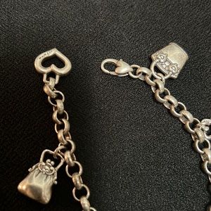 Brighton Vintage Silver Metal Charm Bracelet With 7 3D Purse Charms